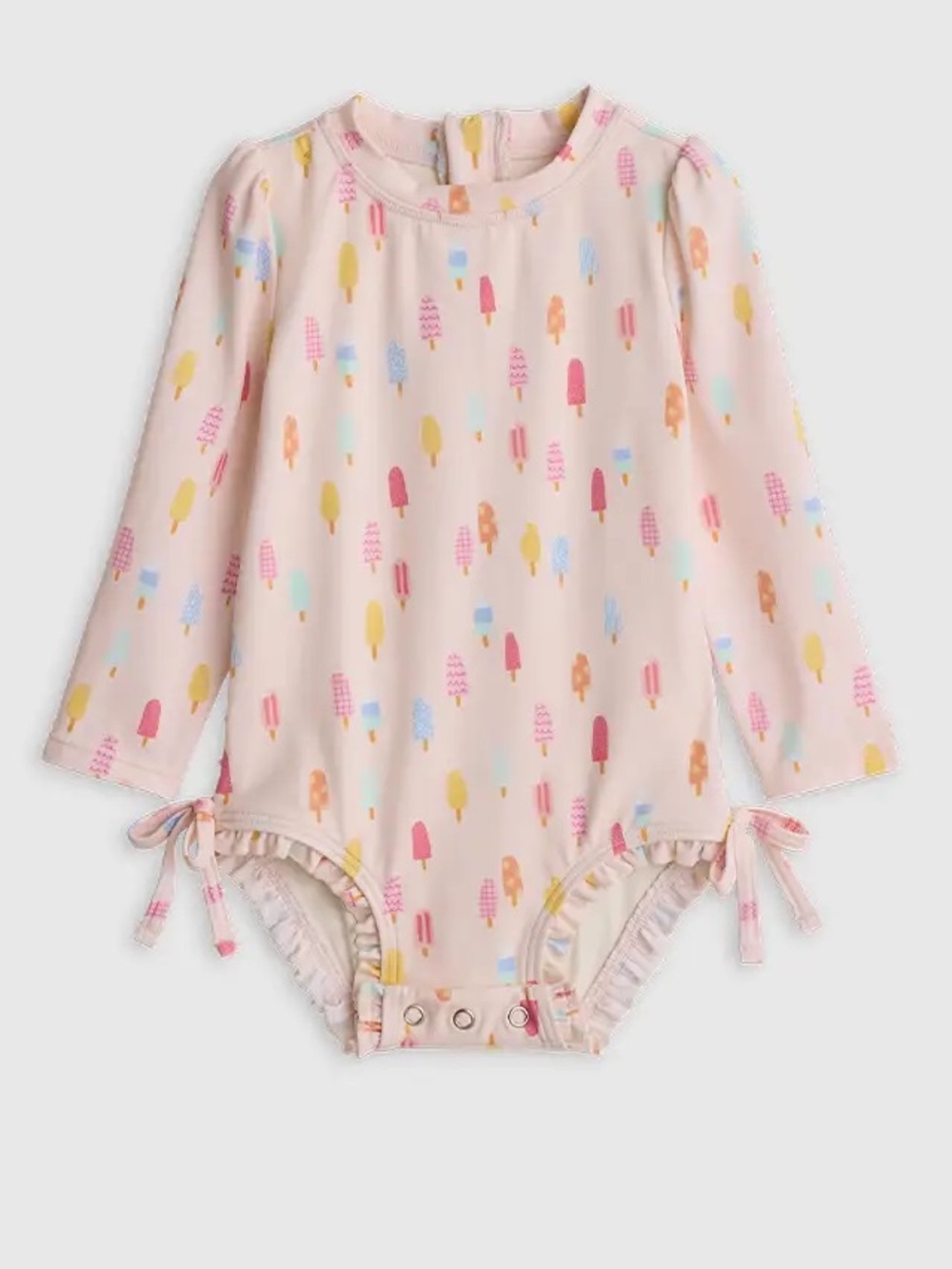 NWT QUINCE Long Sleeve Tie One-Piece Swimsuit Popsicles 0-3 Months Baby Infant